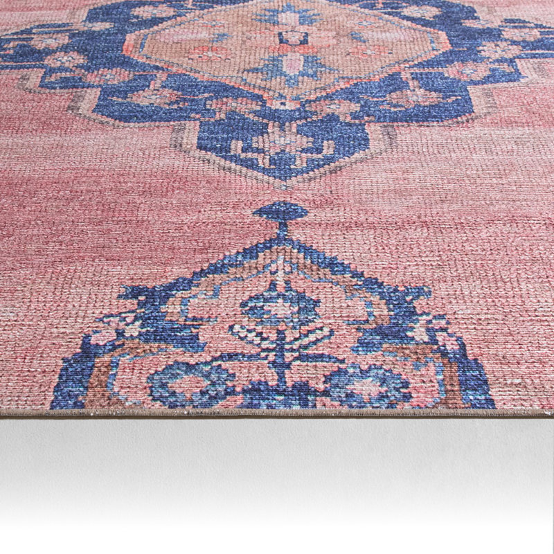 Birch Lane™ Davin Pink Blue Washable Oriental Rug & Reviews | Joss